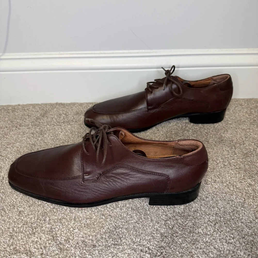 Bacco Bucci Men's Oxford Dress Shoes Brown Leather Square Toe Made In Italy 9.5‎